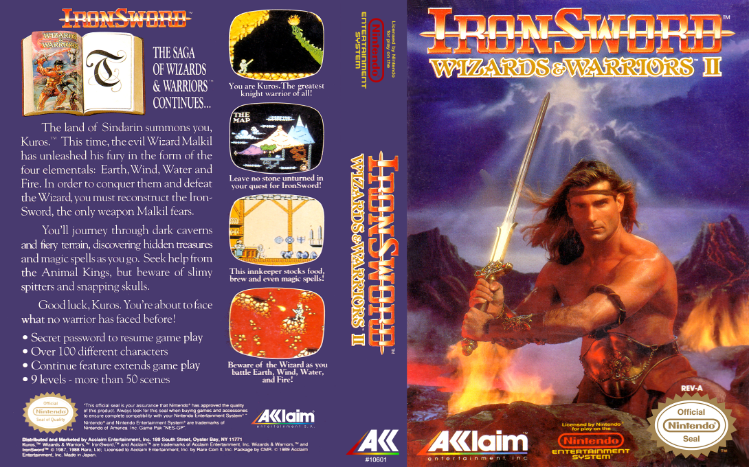 IronSword : Wizards & Warriors II [US] nes 1989 Box Art