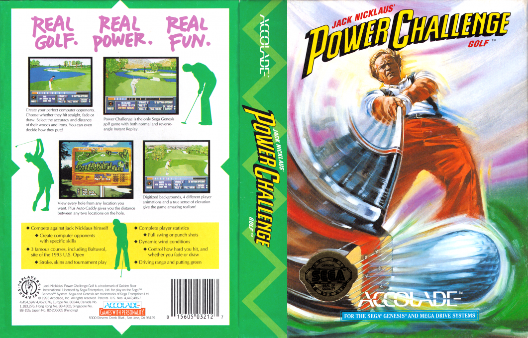 Jack Nicklaus’ Power Challenge Golf [US,EU] segaMD 1993 Box Art