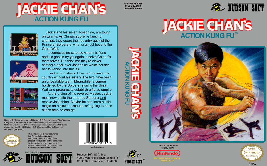 Jackie Chan’s Action Kung Fu [US] nes 1990 Box Art