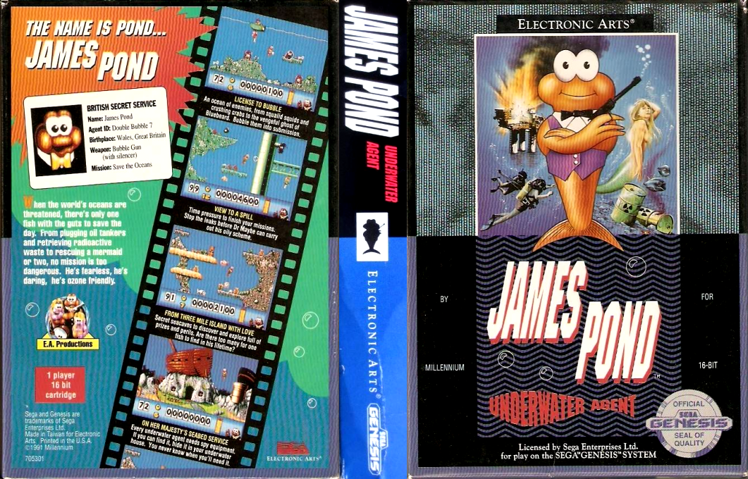 James Pond : Underwater Agent [US,EU] segaMD 1991 Box Art