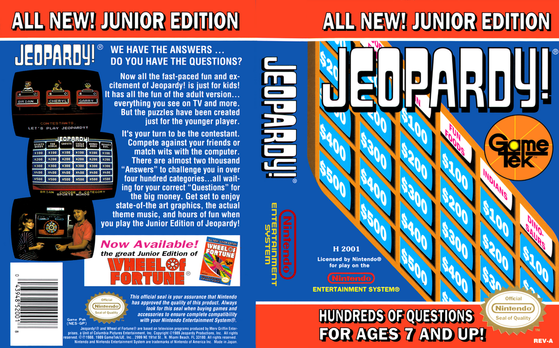 Jeopardy! Junior Edition [US] nes 1989 Box Art