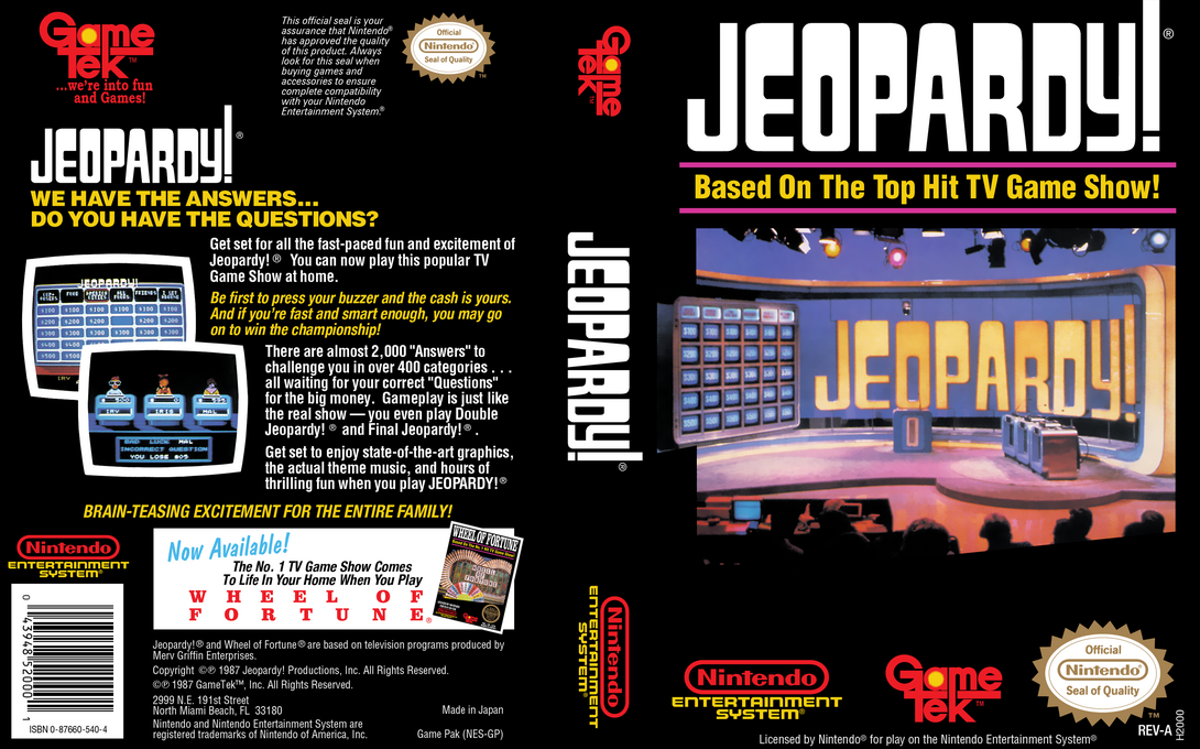 Jeopardy! [US] nes 1988 Box Art