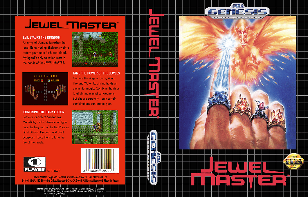 Jewel Master [US,EU] segaMD 1991 Box Art