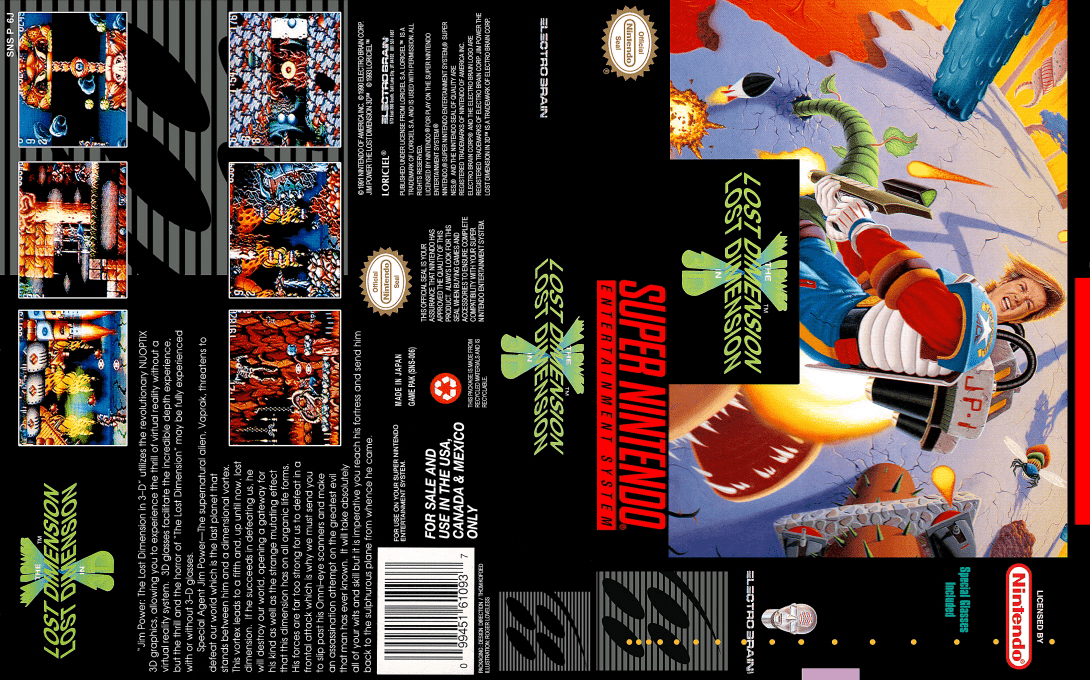Jim Power : The Lost Dimension in 3D [US] snes 1993 Box Art
