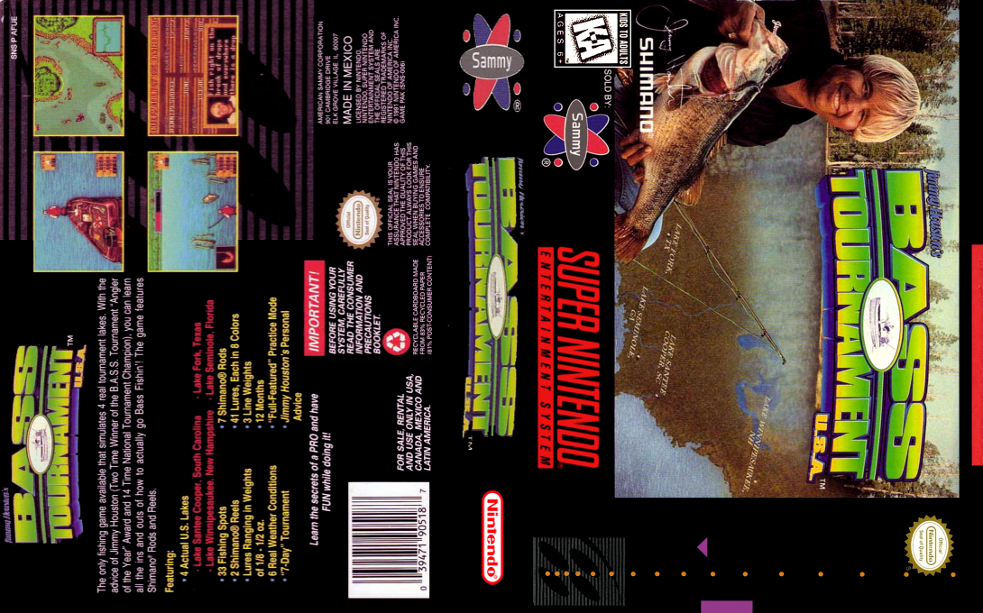 Jimmy Houston’s Bass Tournament U.S.A. [US] snes 1995 Box Art