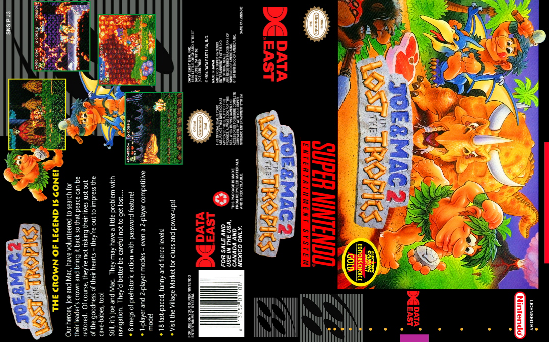 Joe & Mac 2 : Lost in the Tropics [US] snes 1994 Box Art
