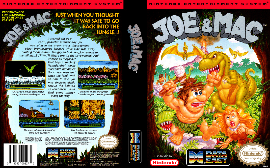 Joe & Mac [US] nes 1992 Box Art