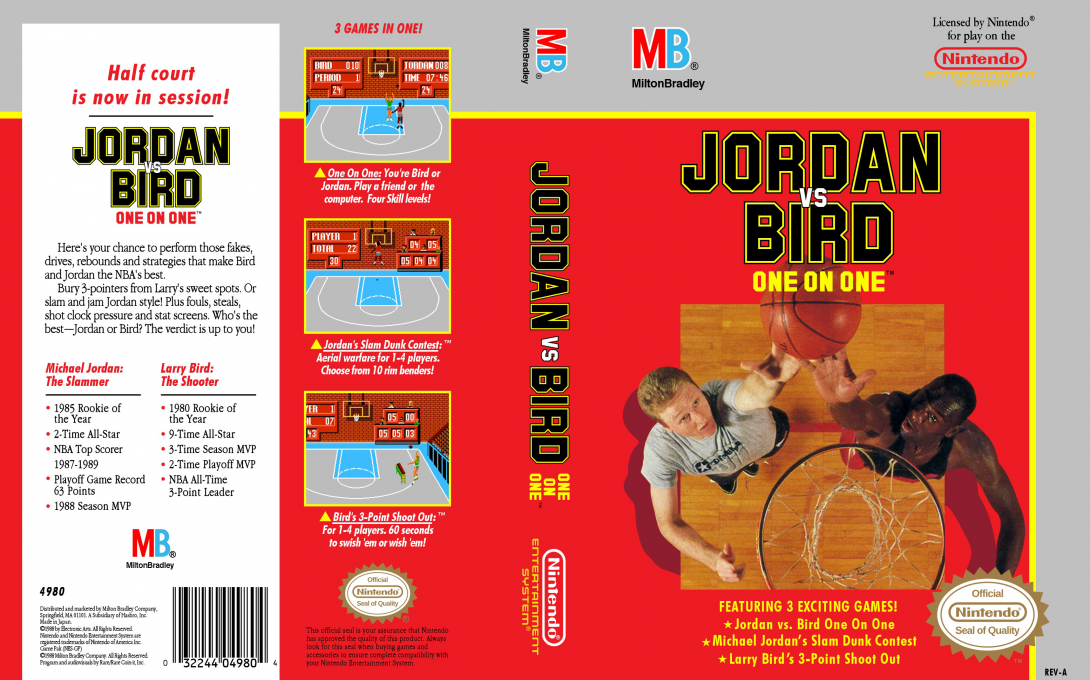 Jordan vs Bird : One On One [US] nes 1989 Box Art