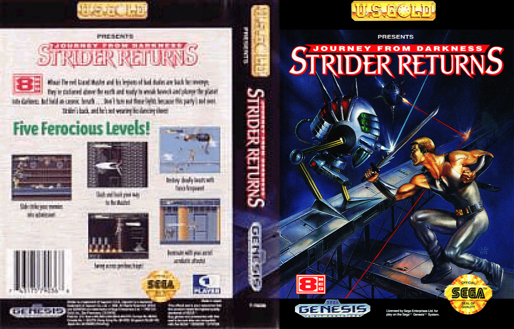 Strider Returns : Journey from Darkness [US] segaMD 1993 Box Art