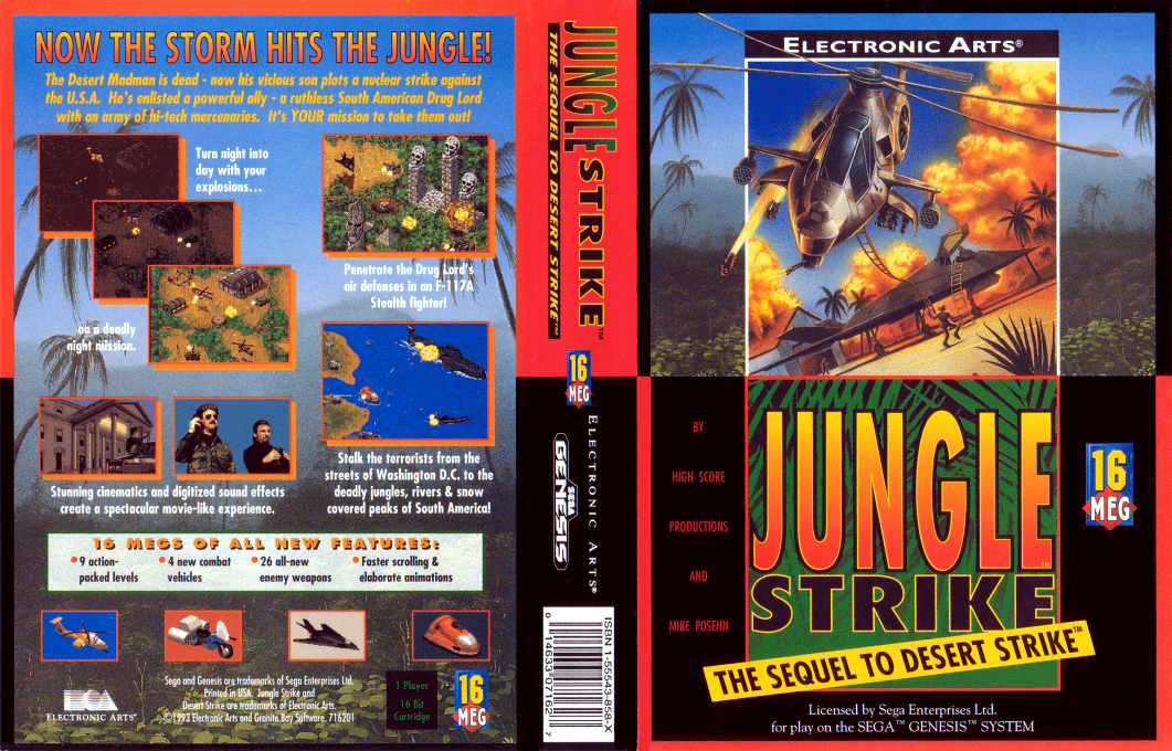 Jungle Strike : The Sequel to Desert Strike [US,EU] segaMD 1993 Box Art