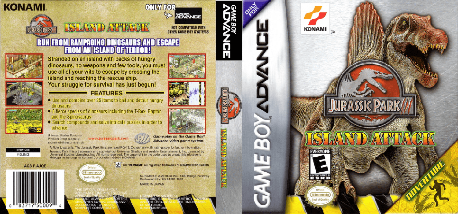 Jurassic Park III : Island Attack [US] gba 2001 Box Art