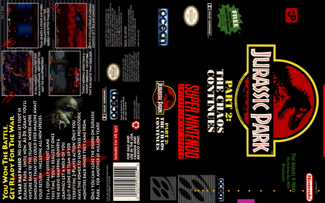 Jurassic Park Part 2 : The Chaos Continues [US] snes 1994 Box Art