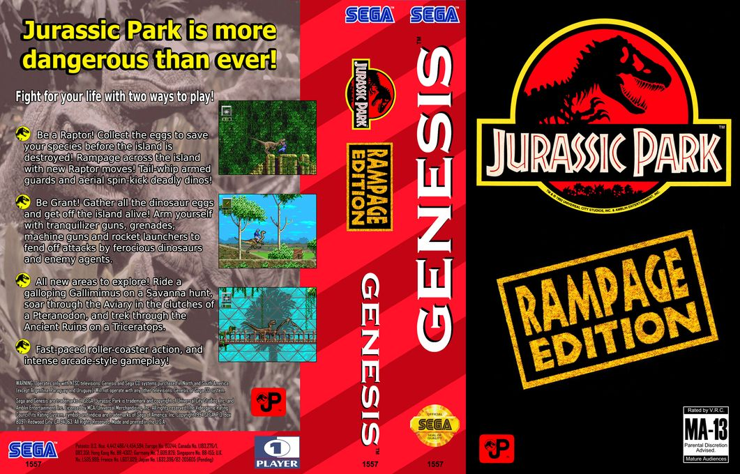 Jurassic Park : Rampage Edition [US,EU] segaMD 1994 Box Art
