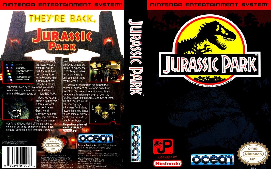 Jurassic Park [US] nes 1993 Box Art