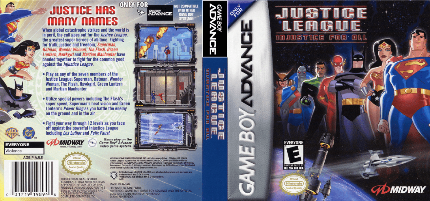 Justice League : Injustice for All [US] gba 2001 Box Art