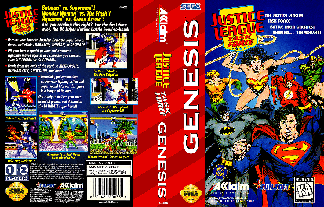 Justice League Task Force [WOR] segaMD 1995 Box Art