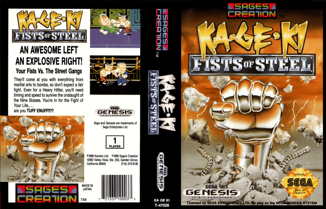 Ka-Ge-Ki : Fists of Steel [US] segaMD 1991 Box Art