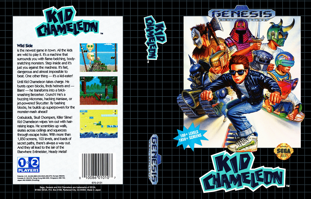 Kid Chameleon [US,EU] segaMD 1992 Box Art