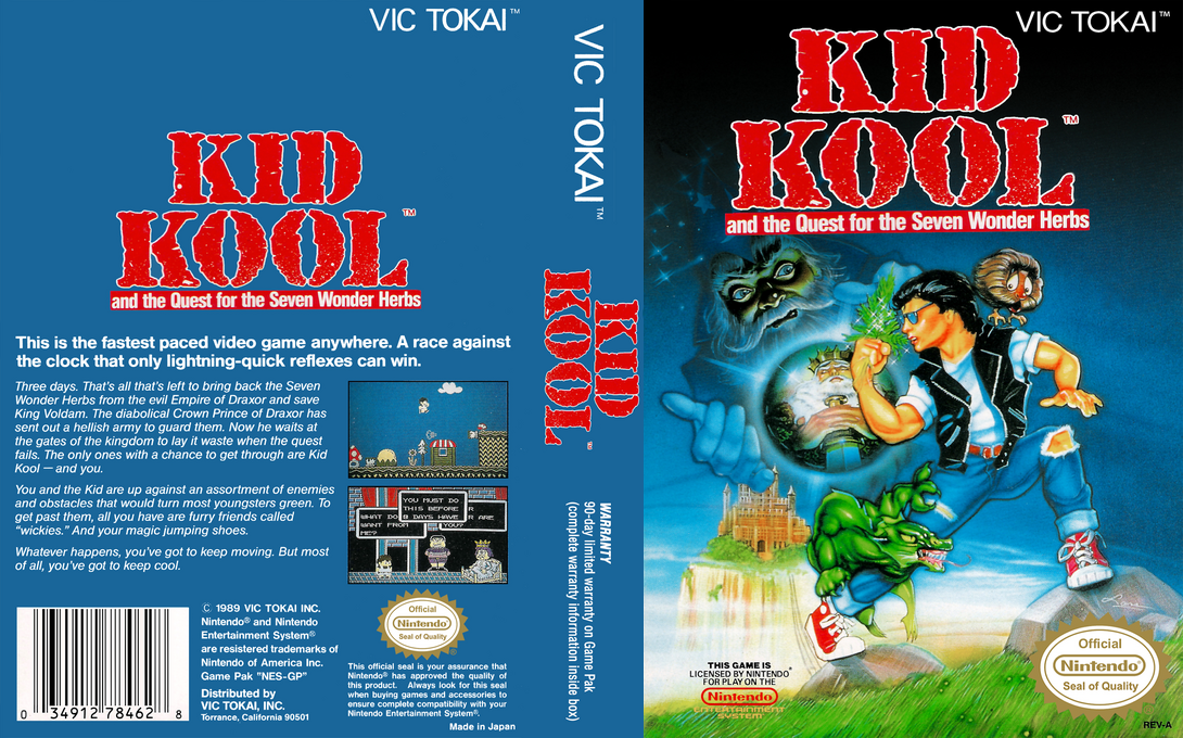 Kid Kool and the Quest for the Seven Wonder Herbs [US] nes 1990 Box Art