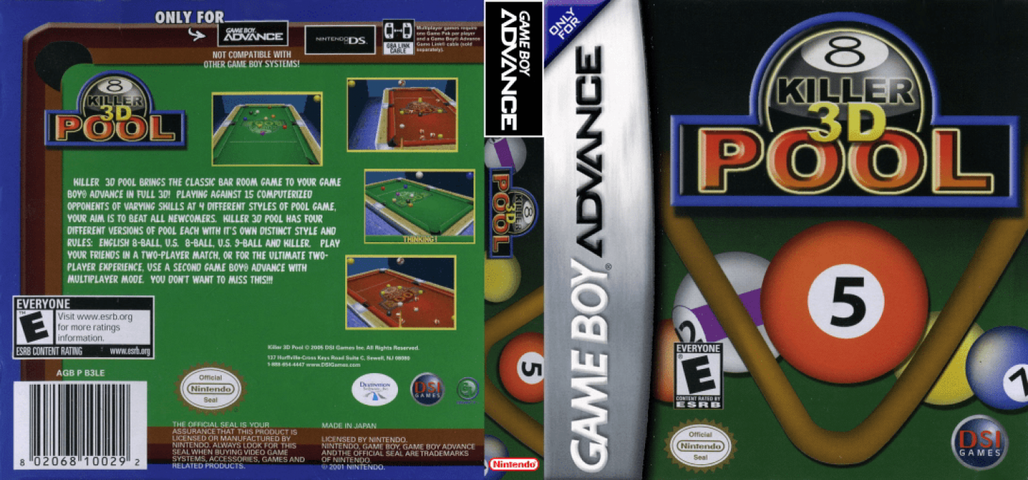 Killer 3D Pool [US] gba 2005 Box Art