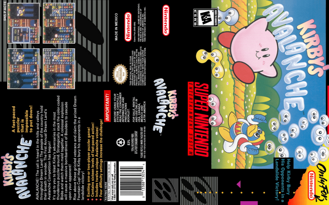 Kirby’s Avalanche [US] snes 1995 Box Art