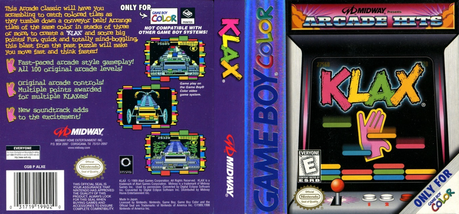 Klax [US,EU] gbc 1999 Box Art
