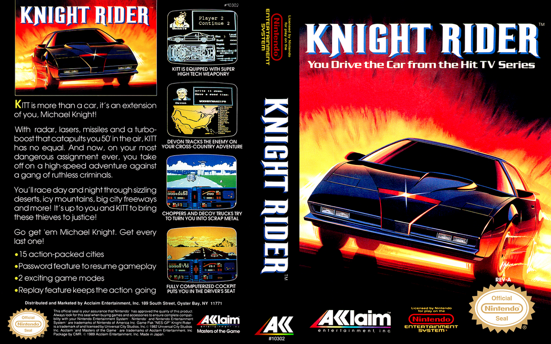 Knight Rider [US] nes 1989 Box Art