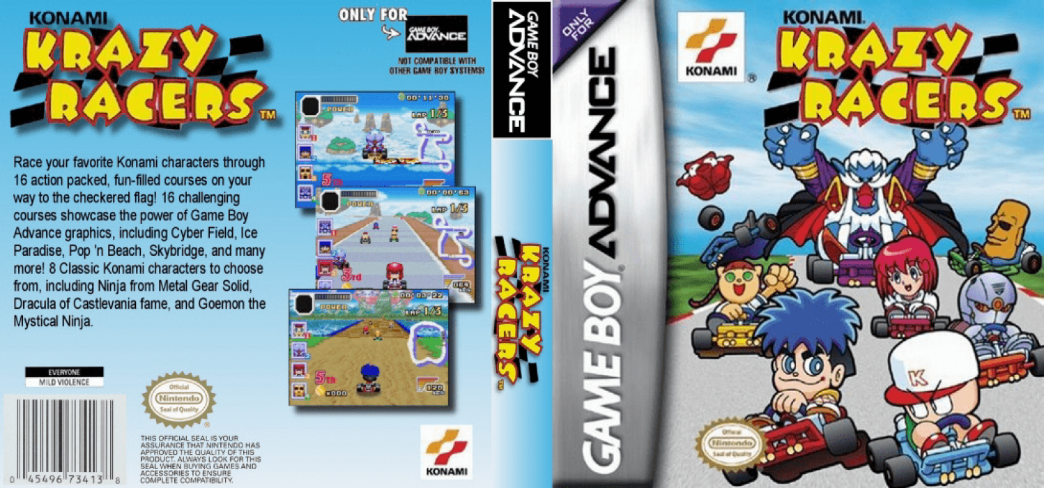 Konami Krazy Racers [US] gba 2001 Box Art