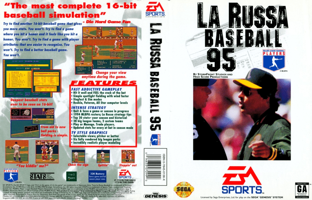 La Russa Baseball 95 [US,AU] segaMD 1994 Box Art