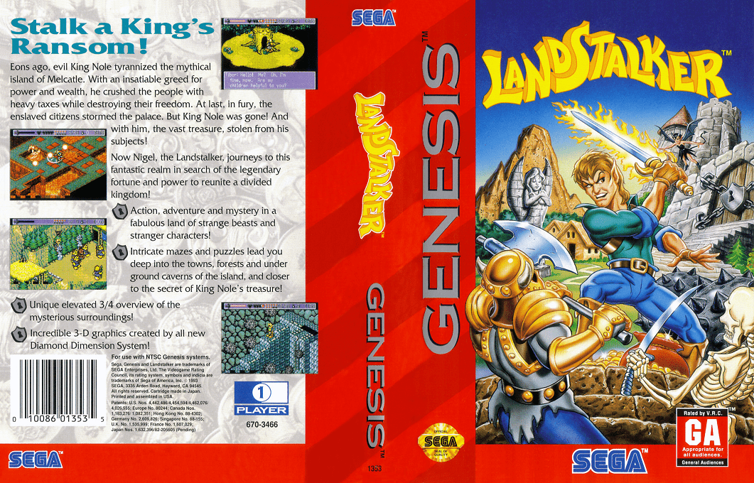 Landstalker [US] segaMD 1993 Box Art