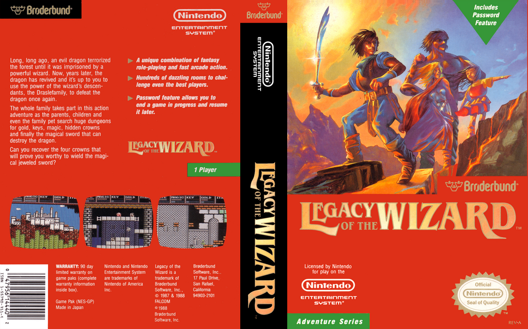 Legacy of the Wizard [US] nes 1994 Box Art