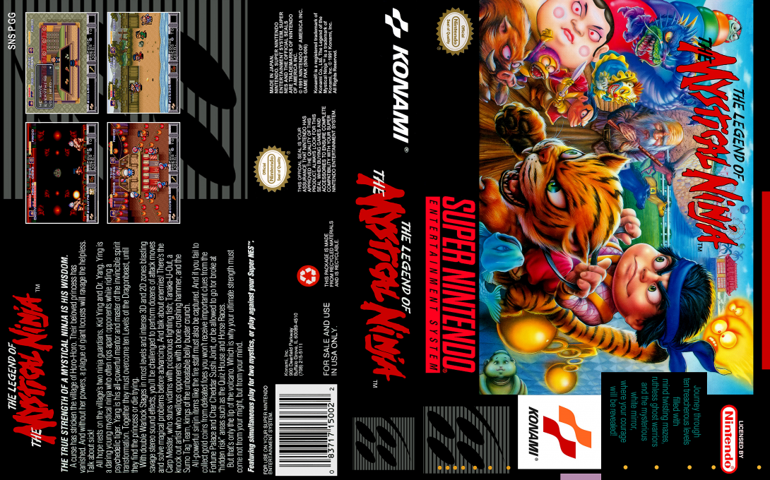 The Legend of the Mystical Ninja [US] snes 1992 Box Art
