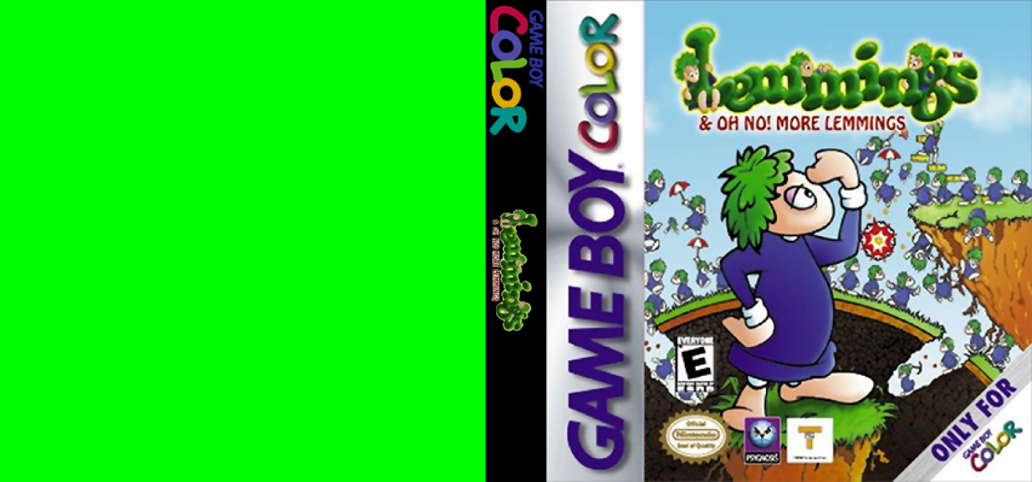 Lemmings & Oh no! More Lemmings [US] gbc 2000 Box Art