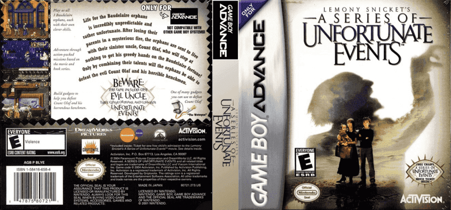 Lemony Snicket’s A Series of Unfortunate Events [US,EU] gba 2004 Box Art