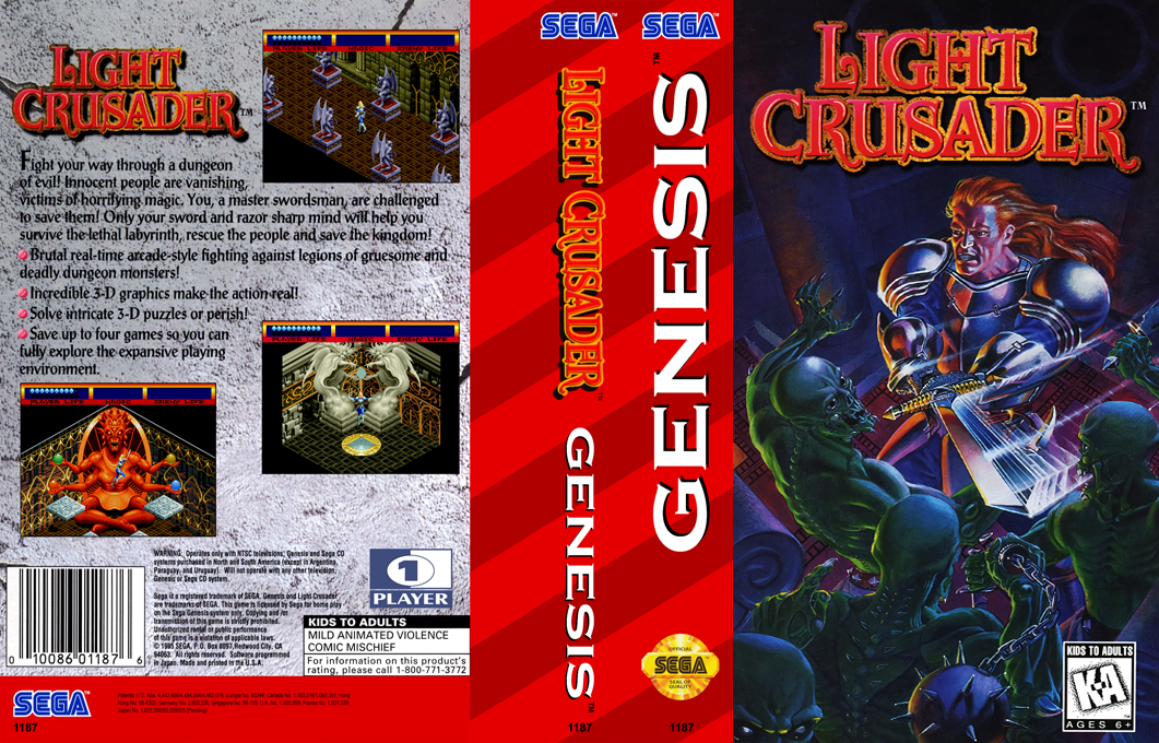 Light Crusader [US] segaMD 1995 Box Art