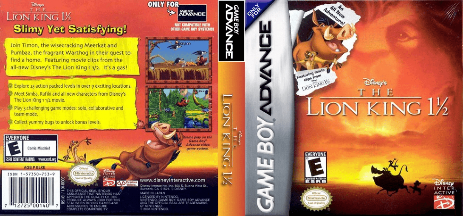 The Lion King 1 1/2 [US] gba 2003 Box Art