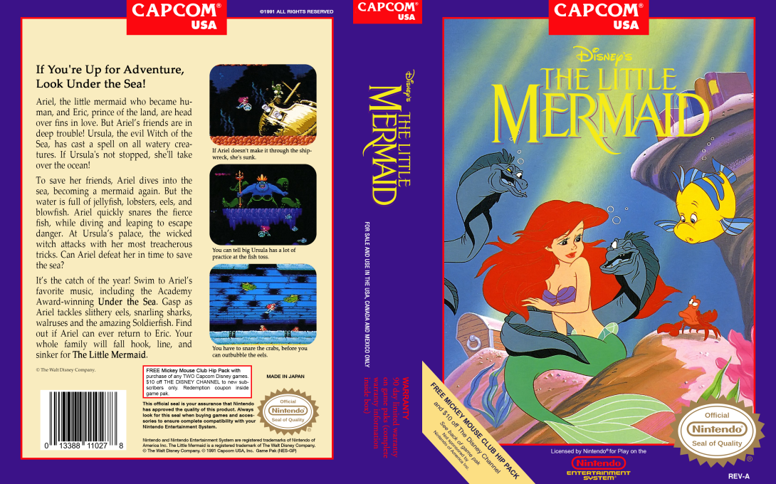 Disney’s The Little Mermaid [US] nes 1991 Box Art