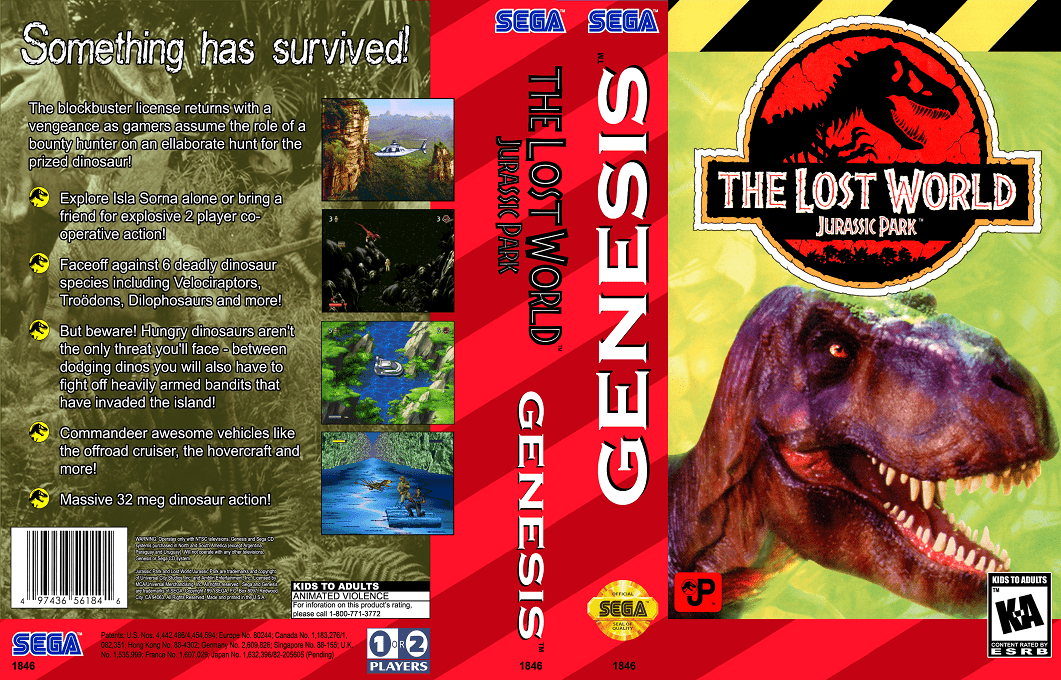 The Lost World : Jurassic Park [US,EU] segaMD 1997 Box Art