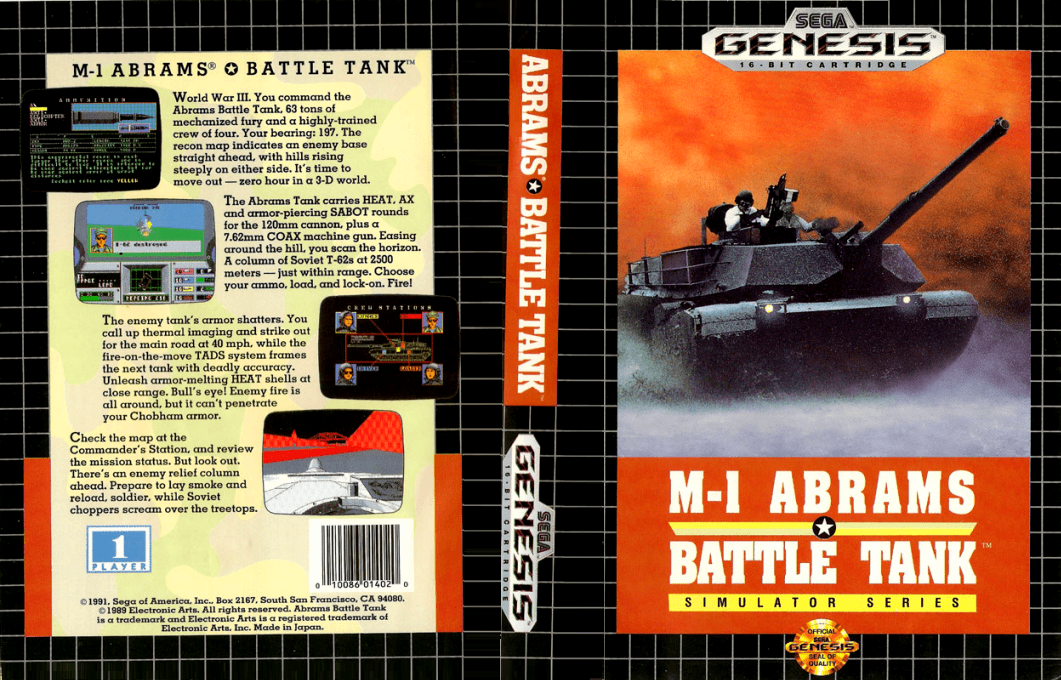 M-1 Abrams Battle Tank [US,EU] segaMD 1991 Box Art