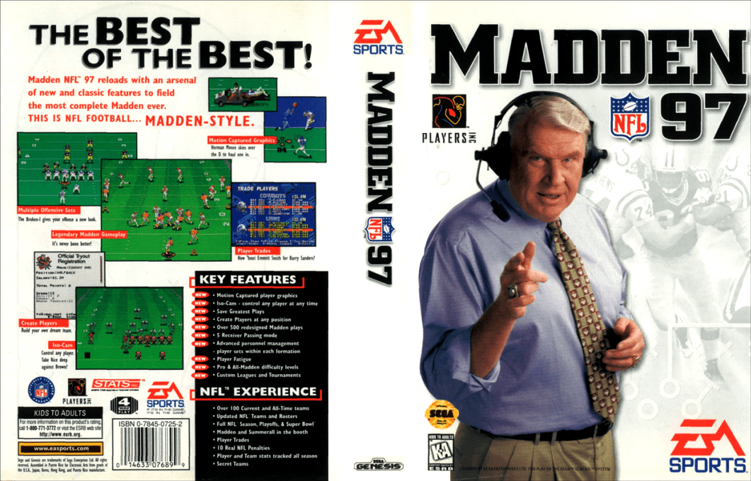 Madden NFL 97 [US,EU] segaMD 1996 Box Art