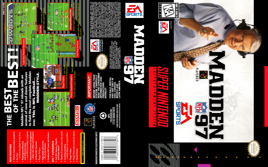 Madden NFL 97 [US] snes 1996 Box Art