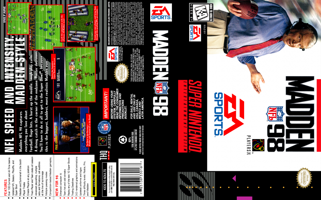 Madden NFL 98 [US] snes 1997 Box Art