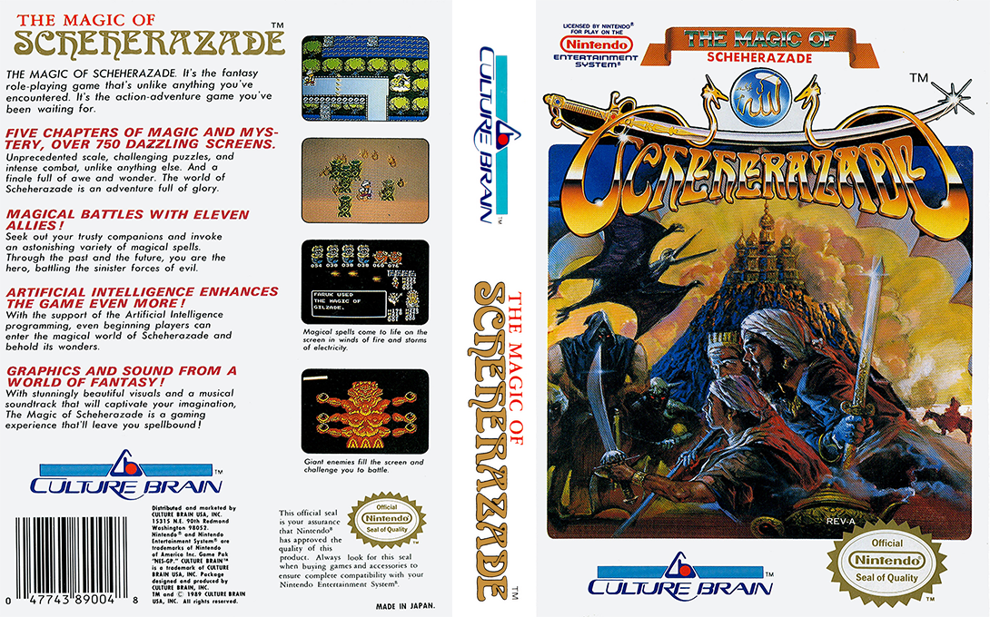 The Magic of Scheherazade [US] nes 1989 Box Art