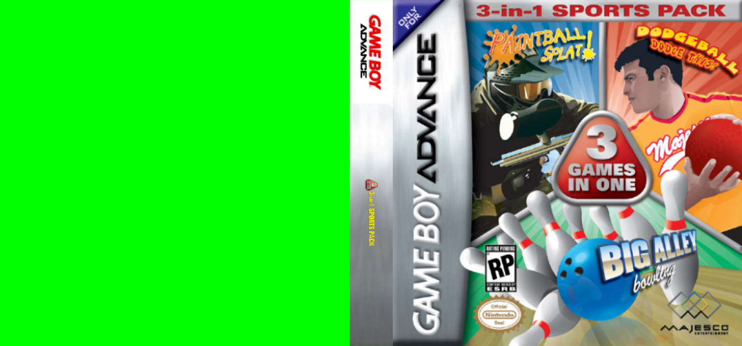 3-in-1 Sports Pack: Paintball Splat! / Dodgeball Dodge This! / Big Alley Bowling [US] gba 2005 Box Art