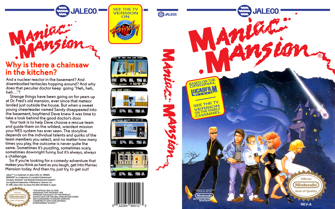 Maniac Mansion [US] nes 1990 Box Art