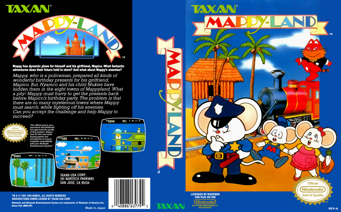Mappy-Land [US] nes 1989 Box Art