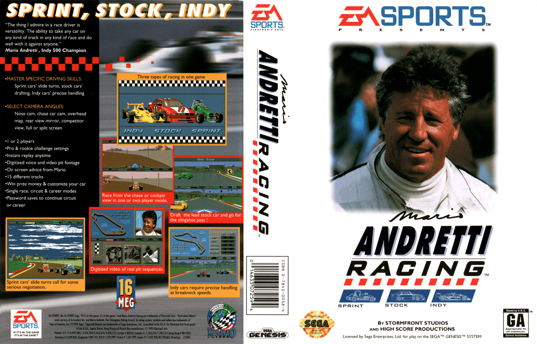 Mario Andretti Racing [US,EU] segaMD 1994 Box Art