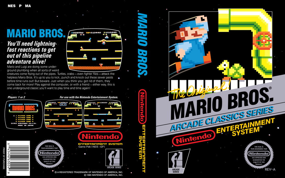 Mario Bros. [WOR] nes 1985 Box Art