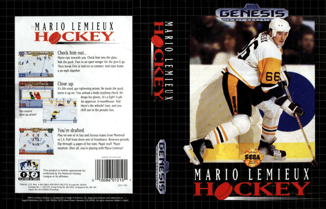 Mario Lemieux Hockey [US,EU] segaMD 1991 Box Art