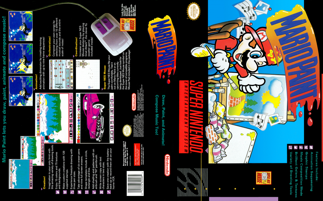 Mario Paint [US,JP] snes 1992 Box Art